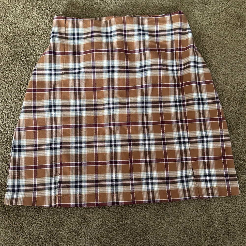 PacSun Mustard Plaid Mini Skirt